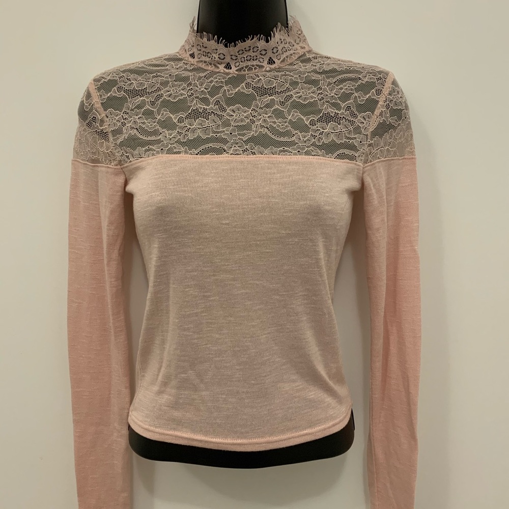 Pink lace long sleeve shirt